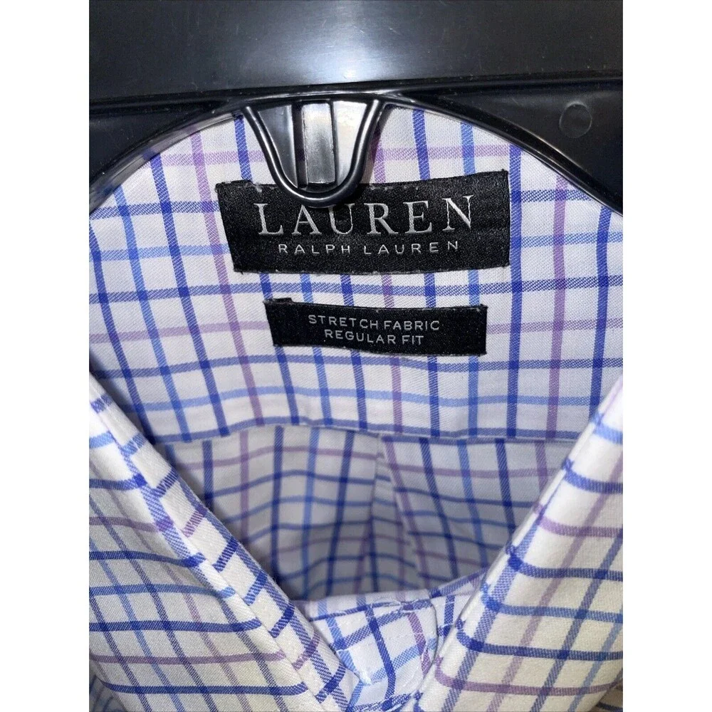Black Label Lauren Ralph Lauren Men’s Dress Shirt Size XL 17.5 White Striped